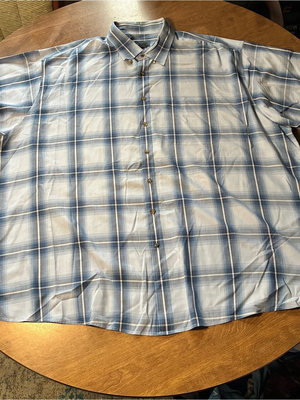 Harbor Bay 4xl Plaid Button Up Short Sleeve Shirt Blue Casual